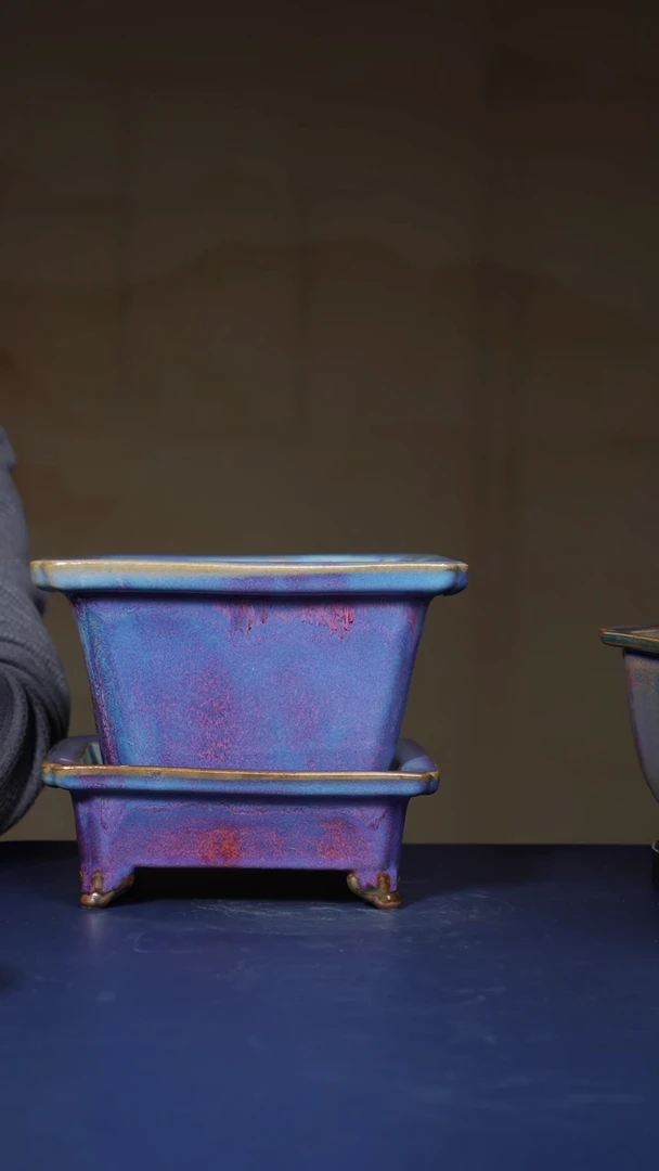 【闪购商品】摆件钧瓷宋钧四方花盆