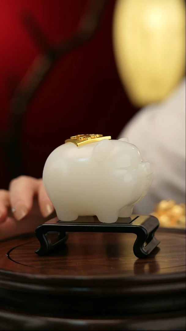 玉【招财福猪】天然玉石摆件