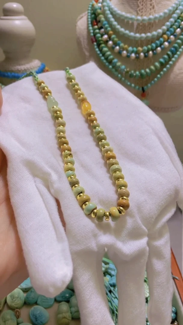 银S925镶嵌绿松石颈饰隔片项链