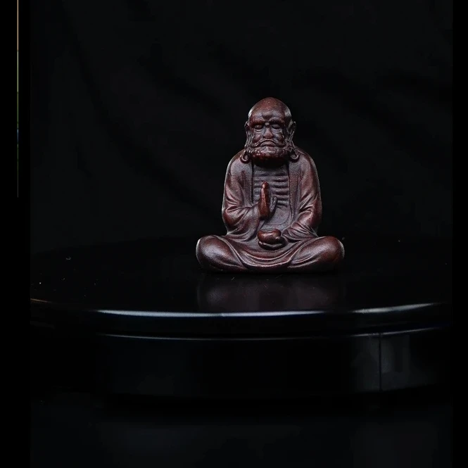 插香达摩宜兴紫砂茶宠摆件