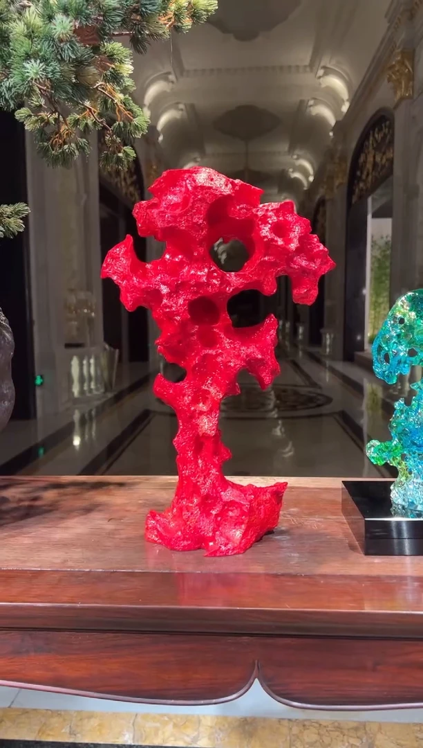 【闪购商品】摆件CML003-2中号红色太湖石艺术摆件