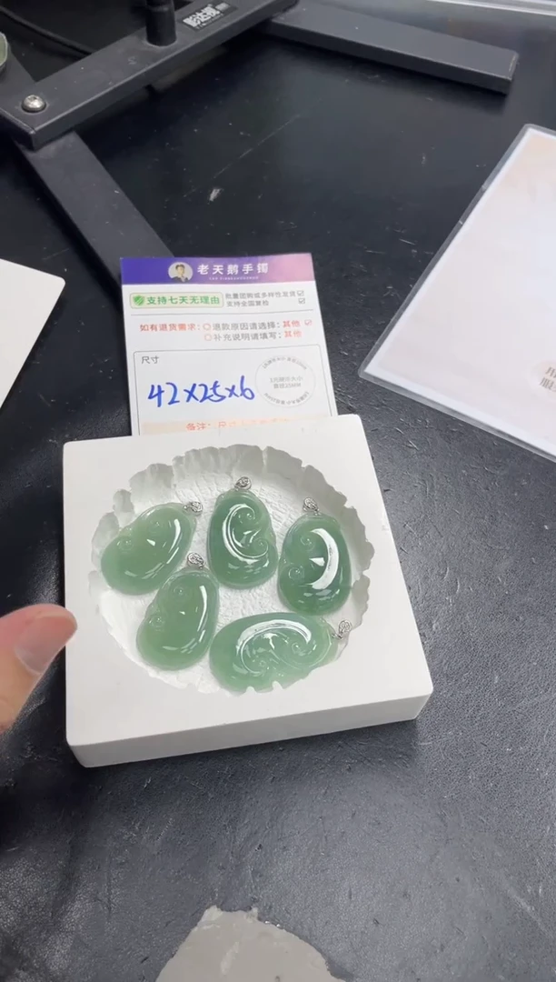 18K金镶嵌挂件翡翠如意F14配绳/多样性发其一ZBCP