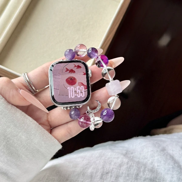 水晶单排弹力表带 适用iwatchS10苹果手表AppleWatchS98765E