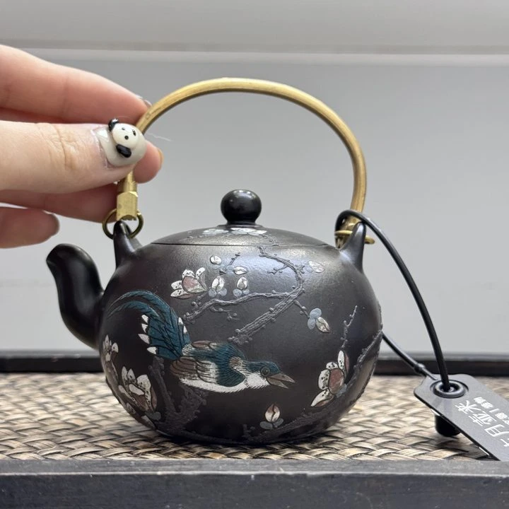 【古月壶来】HM883大红袍还原烧泥绘提梁180cc