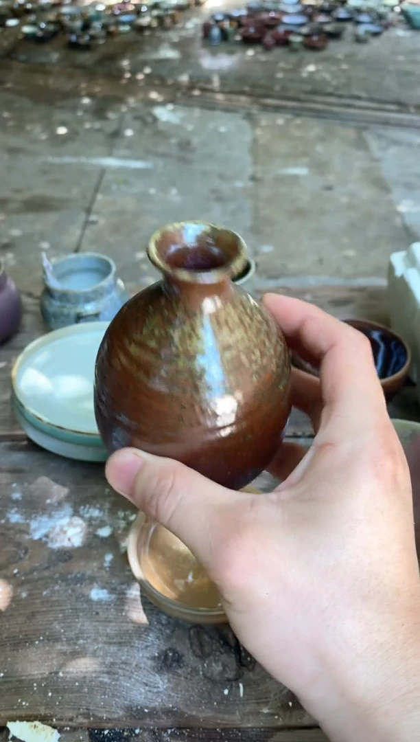 浪鬼家釉绘柴烧餐具T**U花瓶