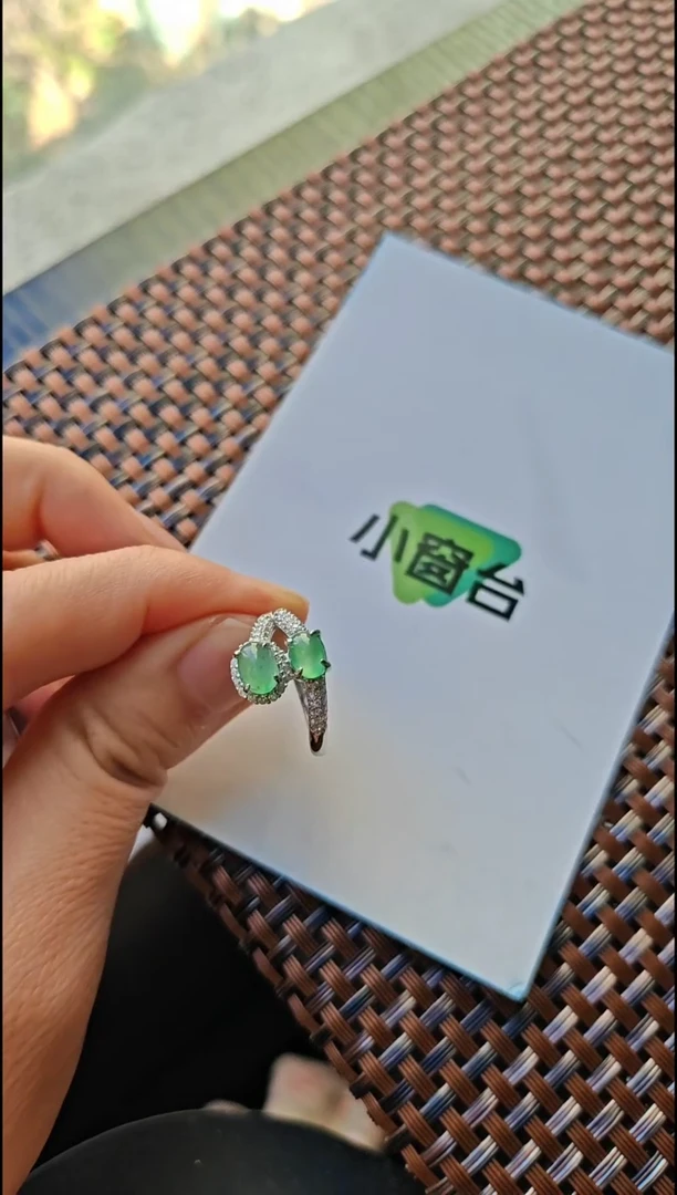 【闪购商品】翡翠戒指银S925镶嵌翡翠戒指S925银镶嵌