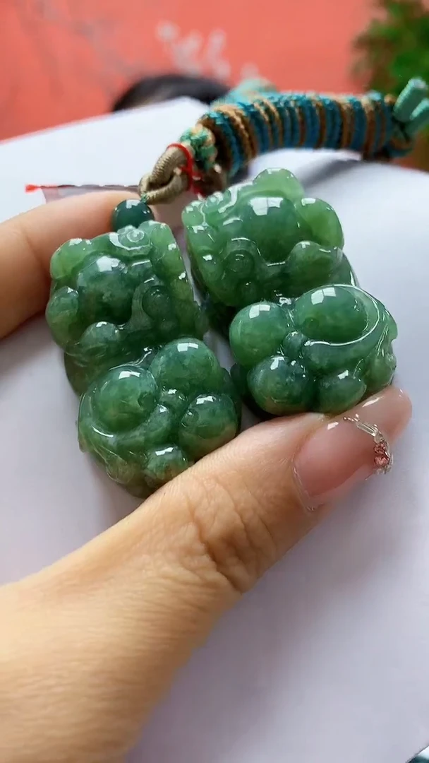 未镶嵌定制翡翠4852ty-毛货挂件一对42