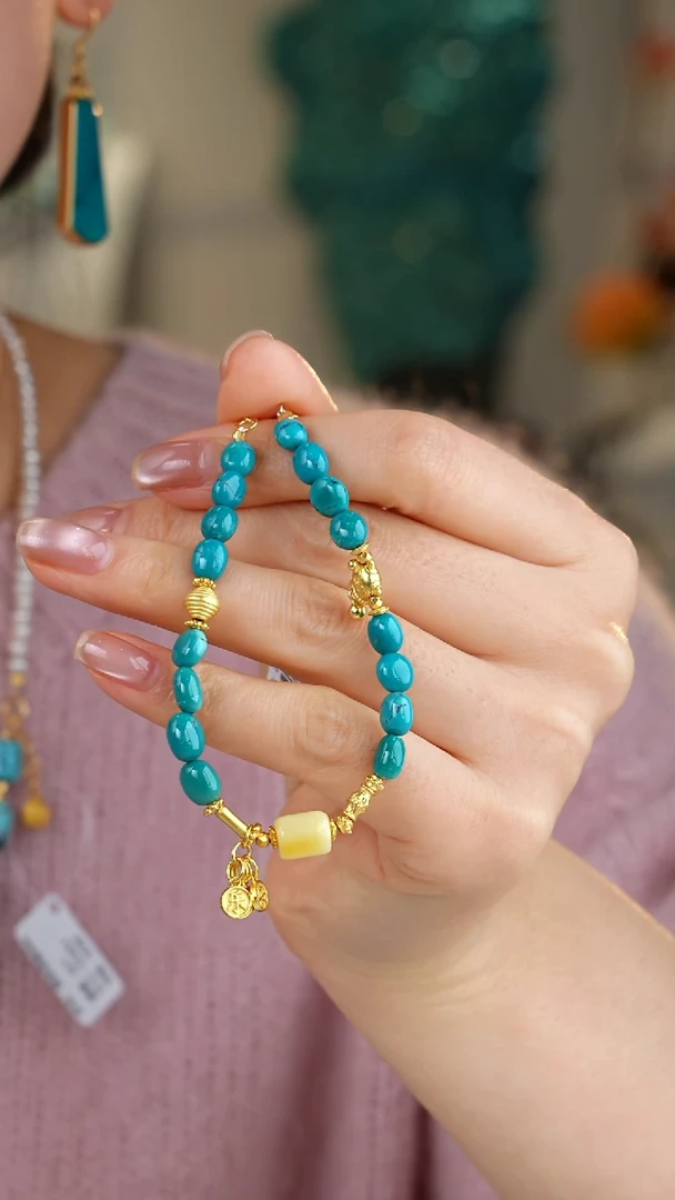 【闪购商品】绿松石手链银S925镀金镶嵌多样性发货