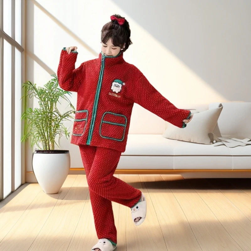 【阿芝专属】2024年秋冬新款加厚珊瑚绒家居服圣诞套装睡衣33616