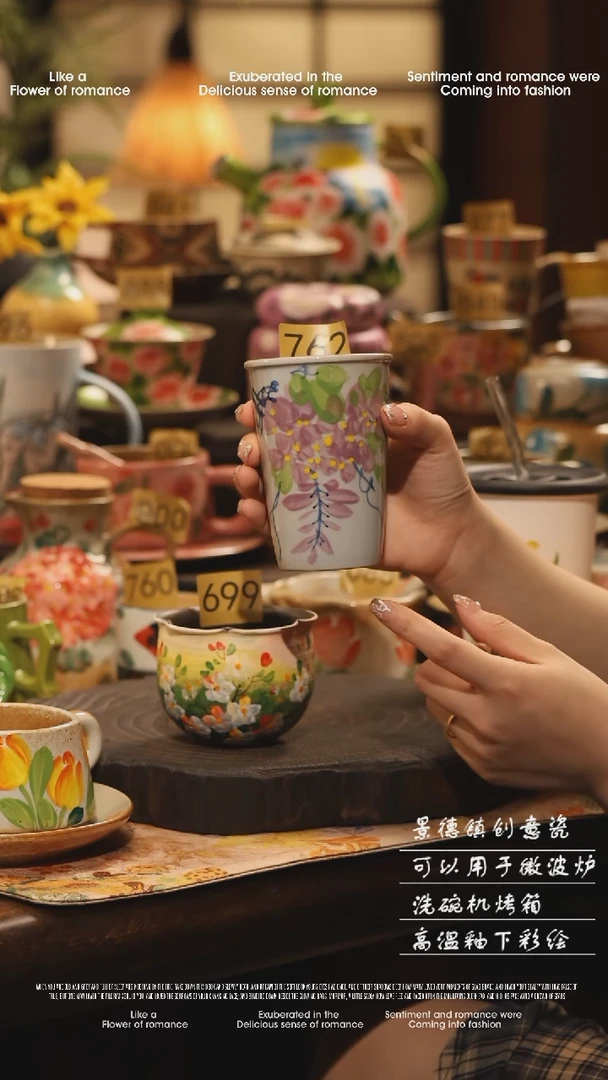 陶瓷景德镇高温釉下彩绘设计师款式