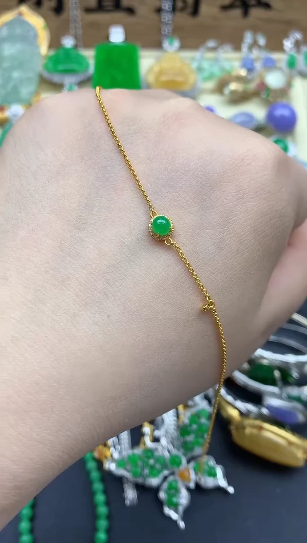 18K金镶嵌手链翡翠256-春日珠宝