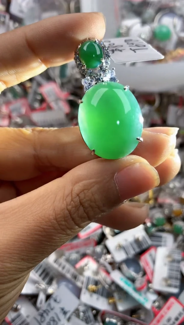 银S925镶嵌戒指翡翠555            4