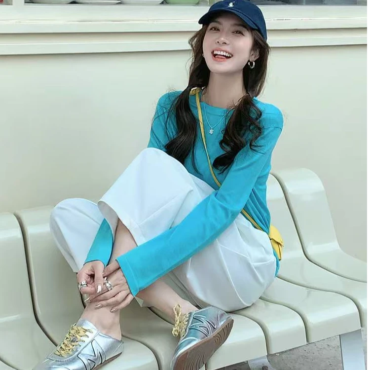 美洋MEIYANG 气球西裤 舒柔特棉感袢带宽松九分小白裤S【70系列】