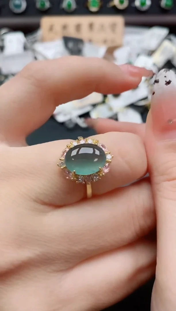 银S925镶嵌戒指翡翠1