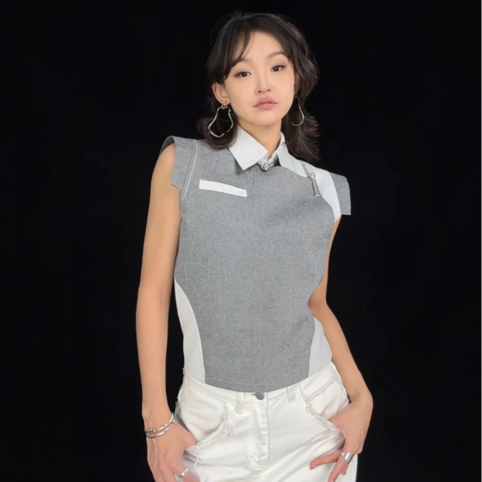 【黛尔玛精品服饰1】新款民族风传统女士短款牛仔马甲Z3108