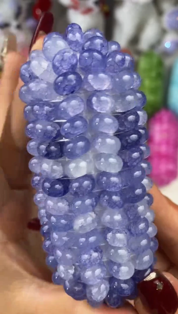 玻璃0844卡8爆花算盘珠150颗墨蓝色