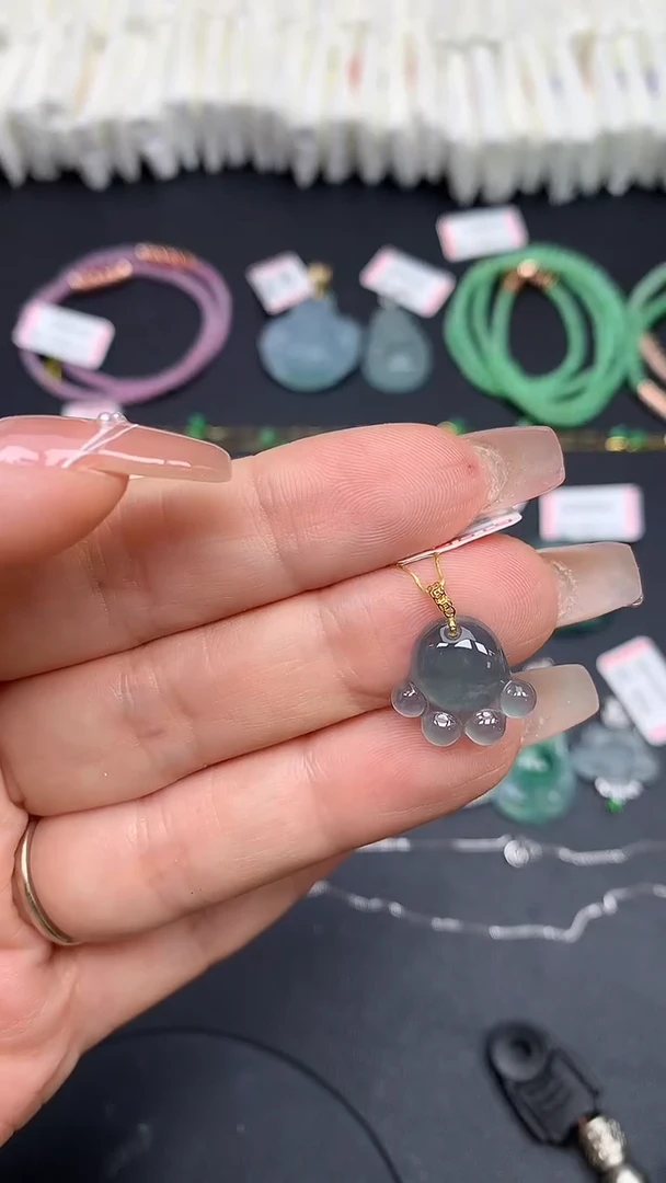 翡翠18K金镶嵌吊坠(不含链)MS193209