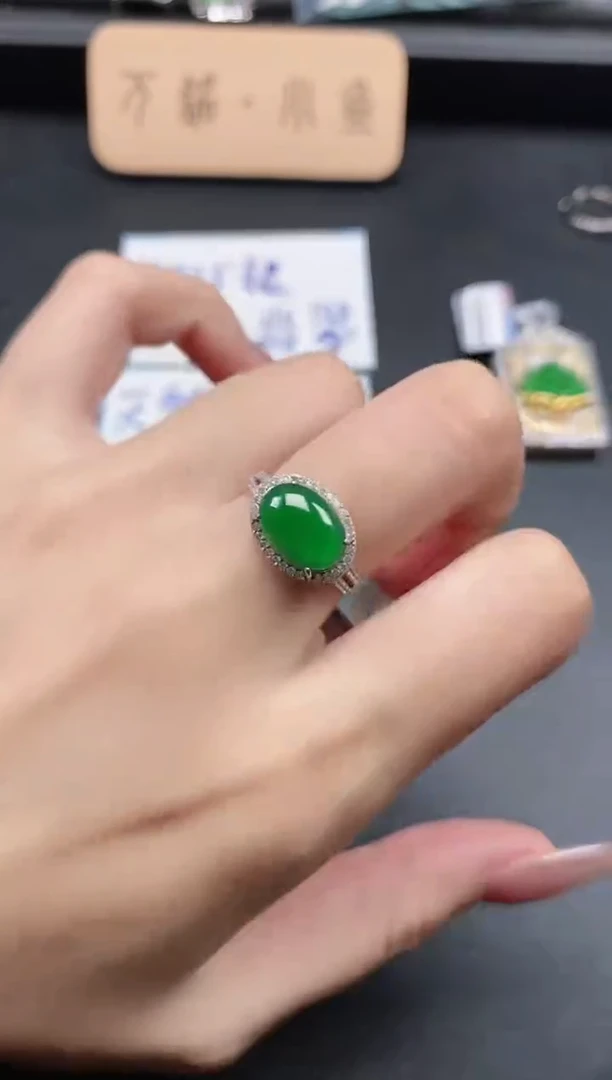 银S925镶嵌戒指翡翠51511