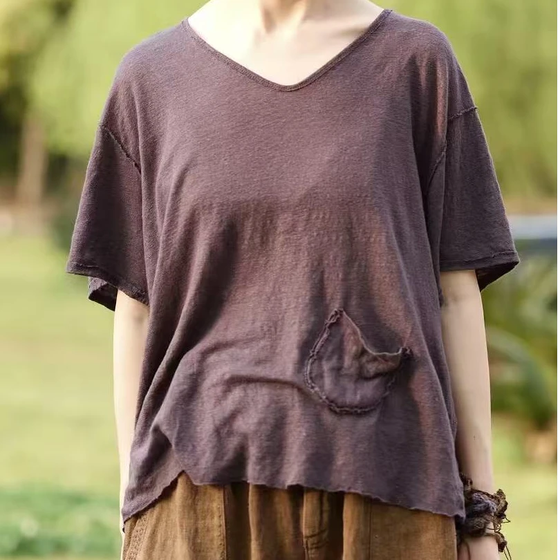 西子分享 1277 衣诗里 超柔 纯亚麻【针织T恤】