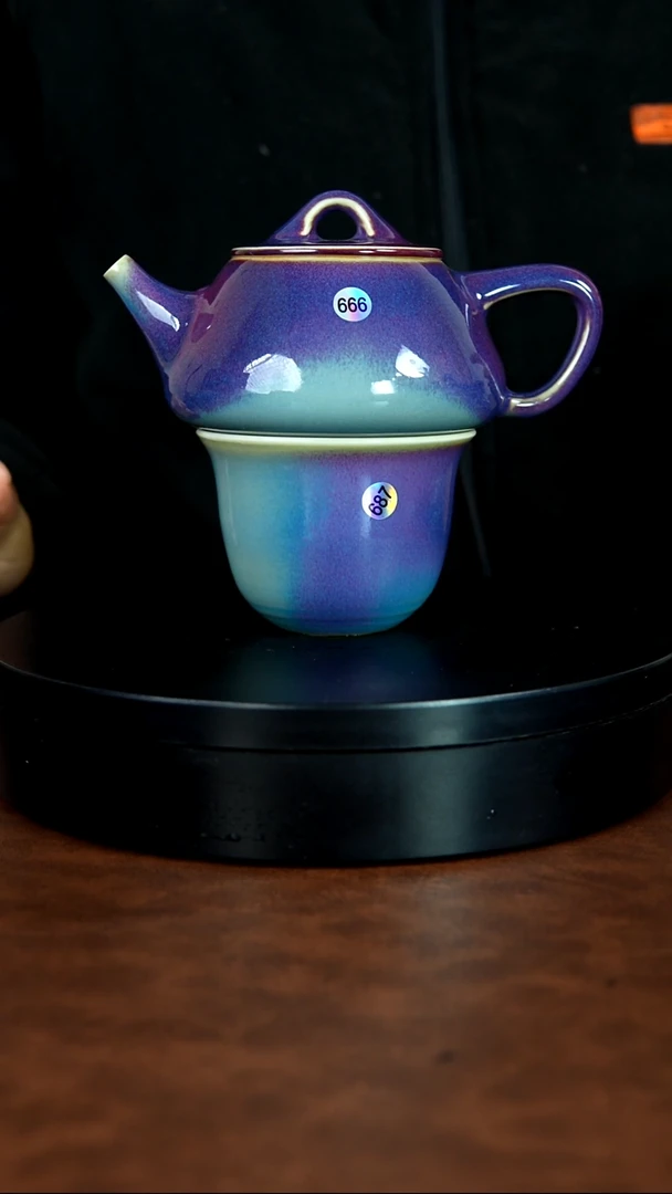 风**雨一壶一杯/禹州神垕特产】原矿原产地钧瓷茶具