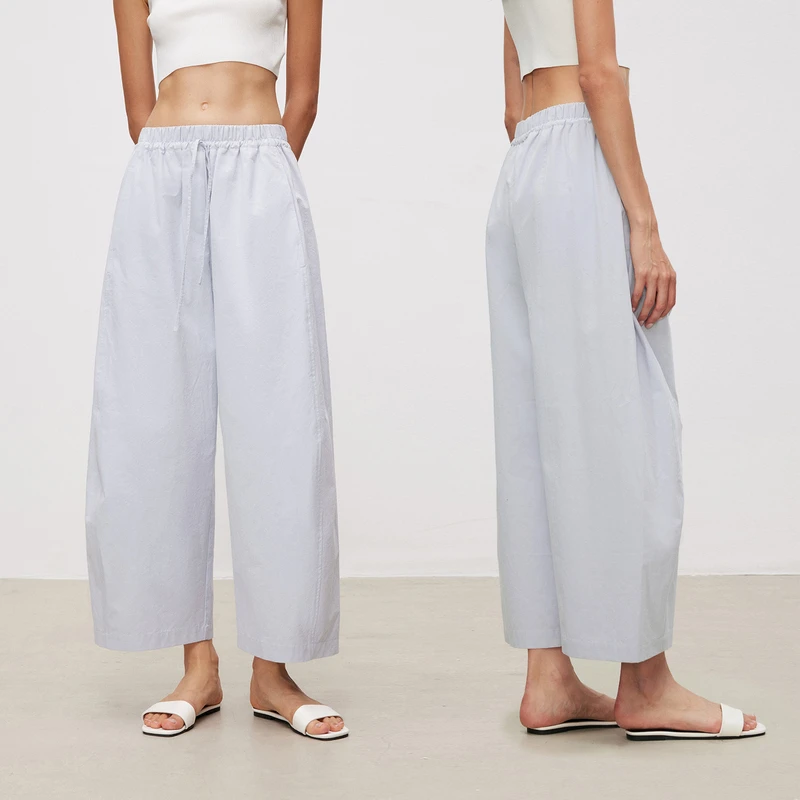 MARIUS“春夏气球裤”匹马棉强捻纱高密平纹抽绳松紧腰头休闲裤