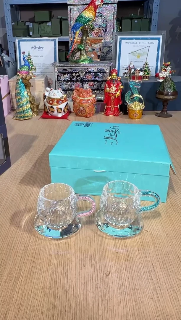 【闪购商品】杯25粉绿水晶咖啡对杯