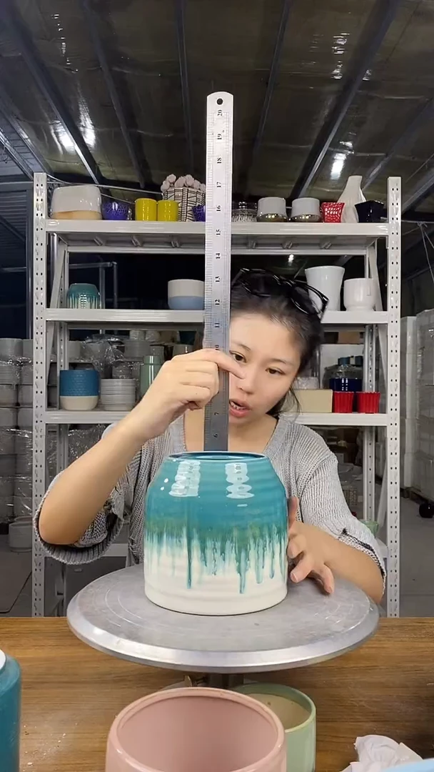 默认打孔陶瓷花盆宽高10-14.5
