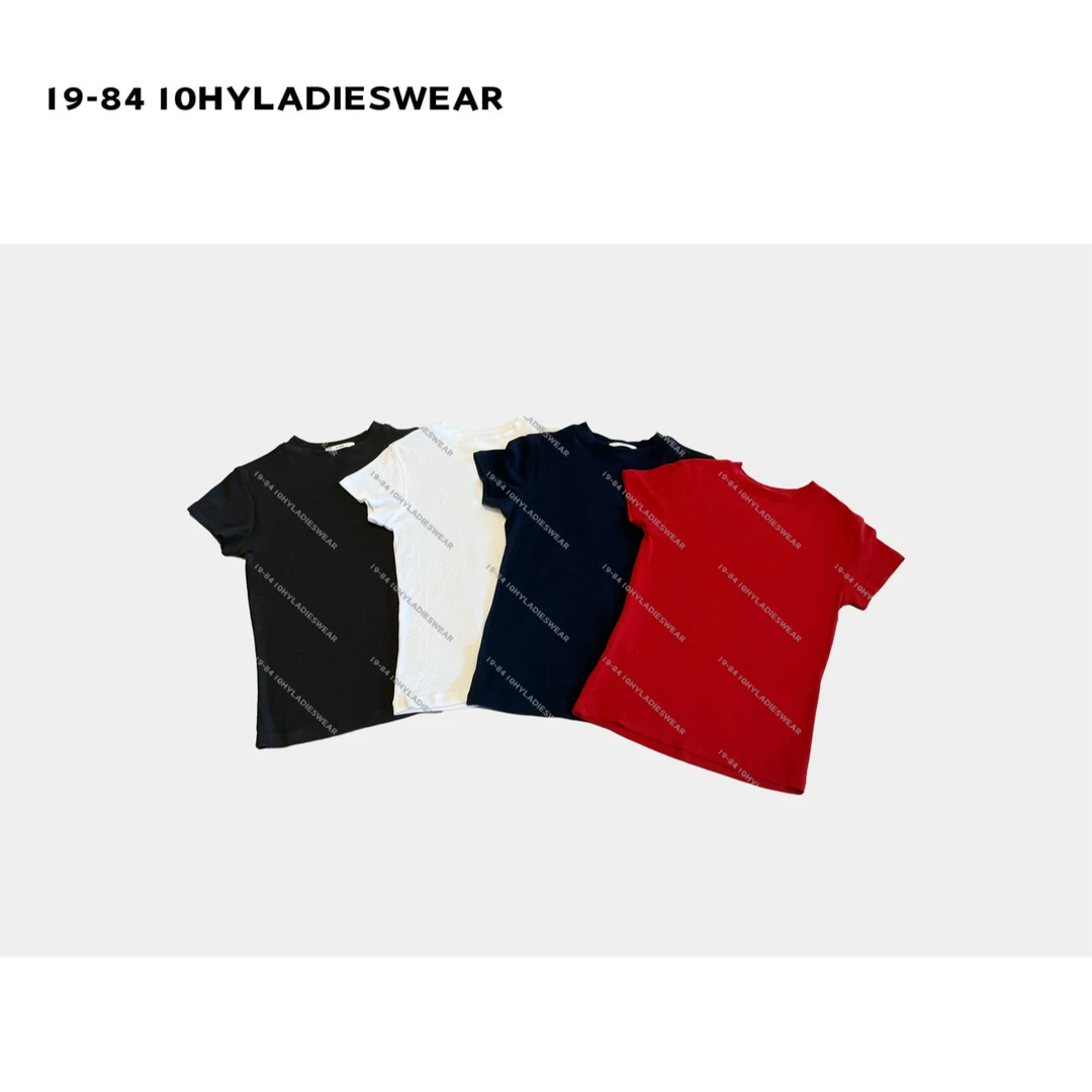 HYLADIESWEAR  『纯色T恤』显身材收腰正肩短袖T恤女圆领上衣