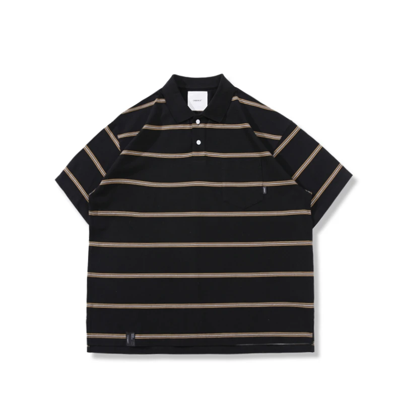 CAMDRCE  夏季新款纯棉条纹polo短袖简约撞色套头300g 克重磅