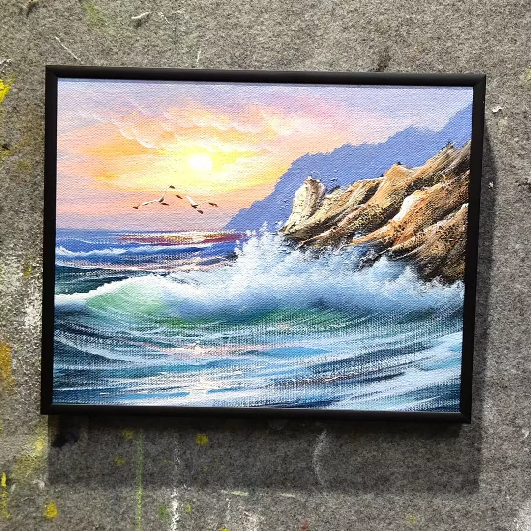 大芬村纯手绘油画入户门鞋柜摆台画抽象巴黎埃菲尔铁塔装饰画现货