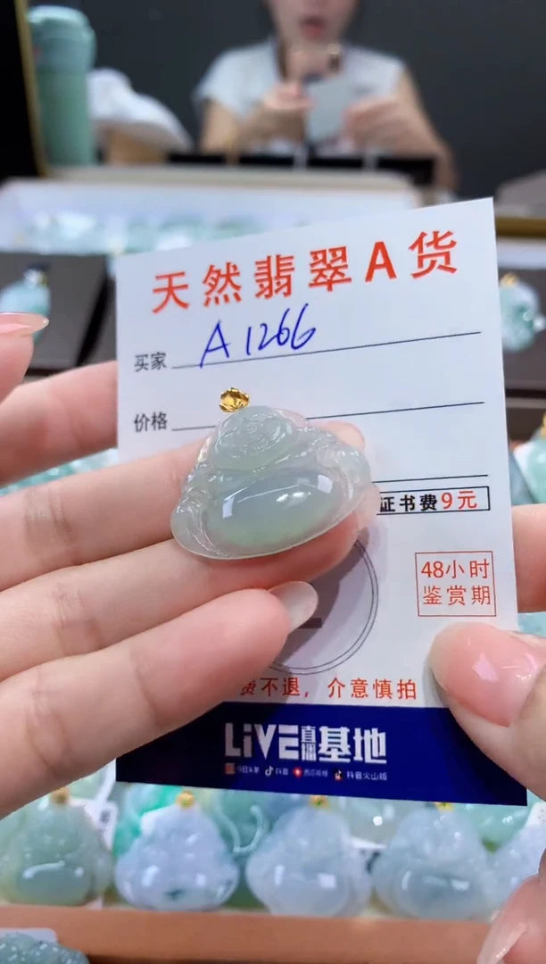 颈饰18K金镶嵌翡翠天然翡翠A货挂件