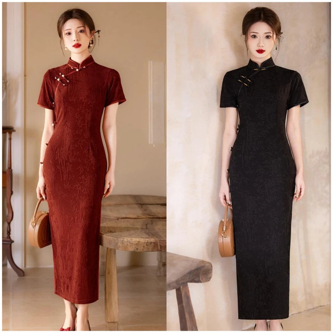 【如玉】2025新款改良复古夏季短袖红色订婚新中式连衣裙修身日常