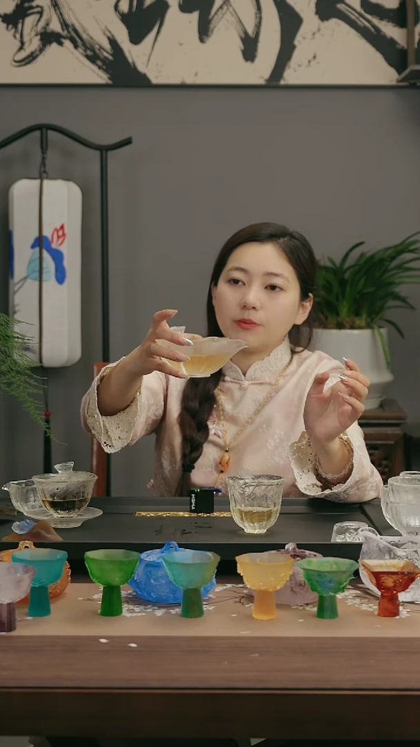 【闪购商品】茶盏古法琉璃荷叶公道杯