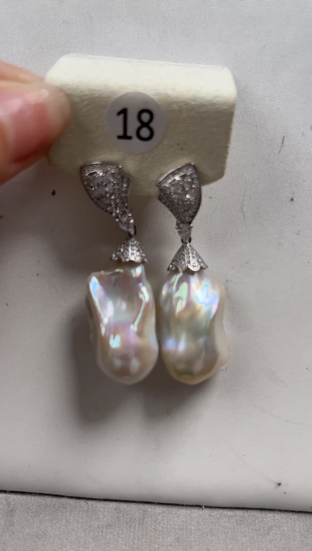 【闪购商品】淡水珍珠耳饰银S925镶嵌巴洛克耳环