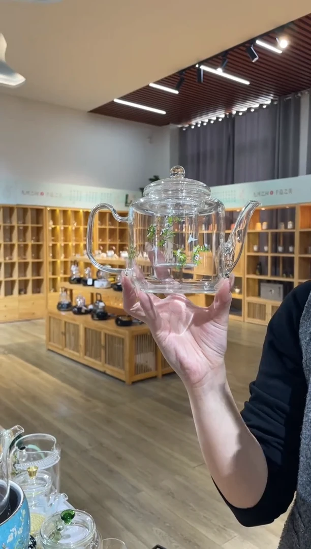 手工艺品玻璃遇器梨花白燕煮茶壶