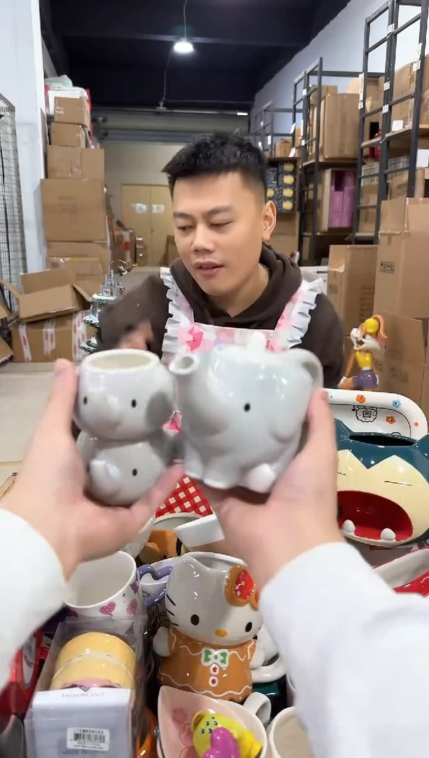 瓷片原盒大象茶壶套组