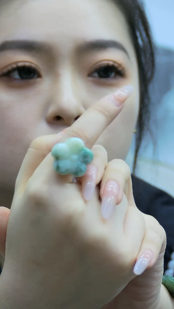 【闪购商品】透闪石-蛇纹石玉戒指银S925镶嵌戒指