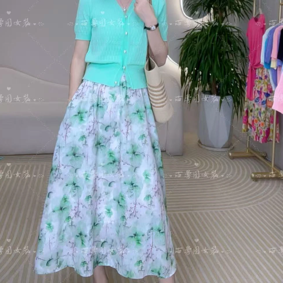蝴蝶花系列印花气质半身裙A512