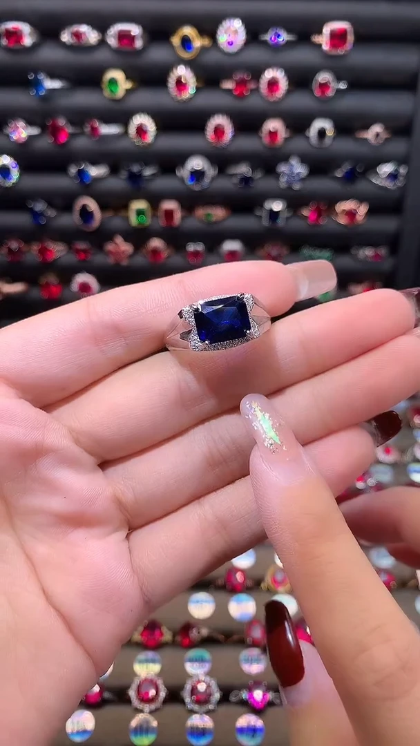 【闪购商品】蓝宝石戒指银S925镶嵌银色