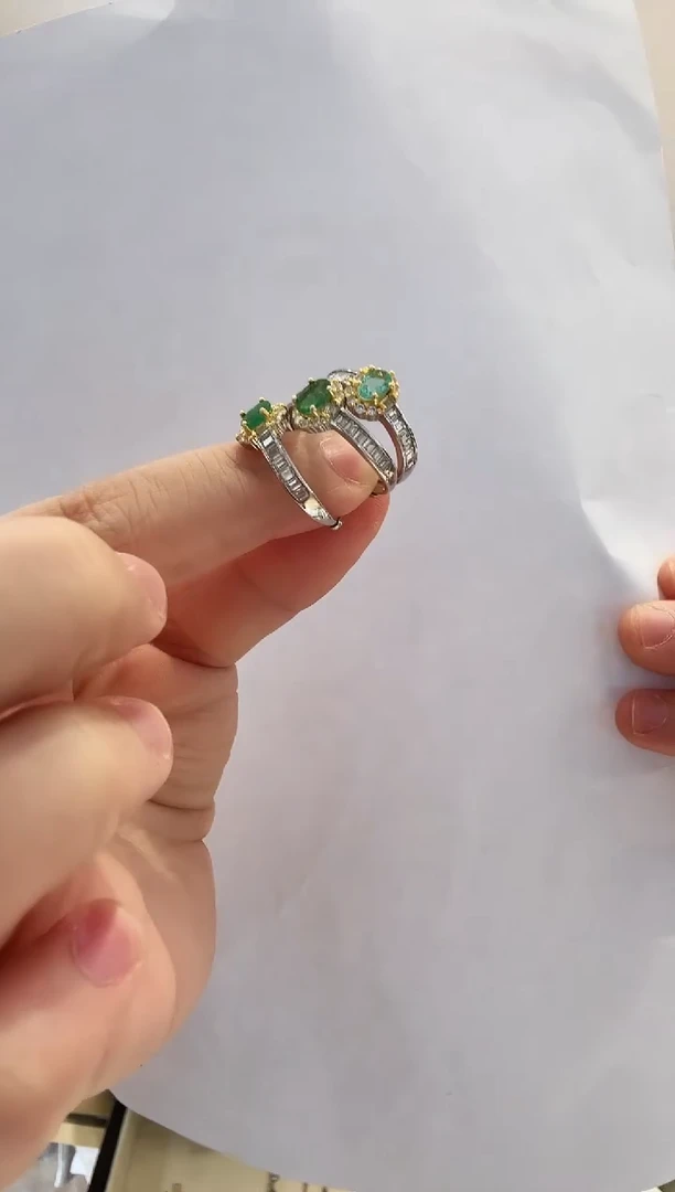 祖母绿戒指银S925镶嵌【66】（ 多样性发一）