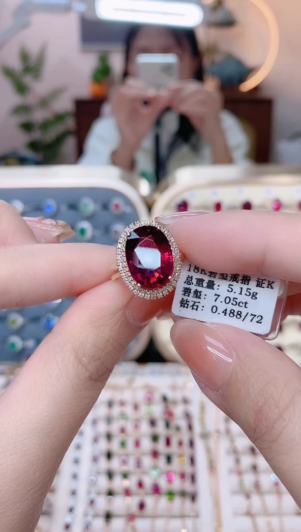 【闪购商品】碧玺18K金戒指18K金镶嵌1