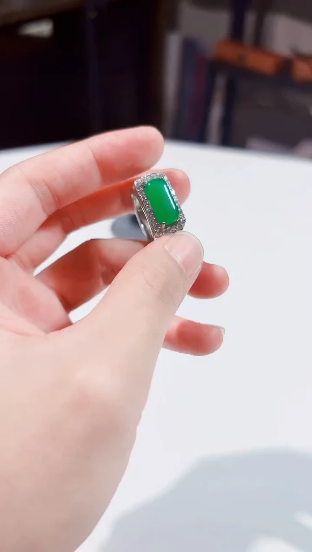 翡翠戒指14K金镶嵌天然A货翡翠a货戒指多样性发货9101