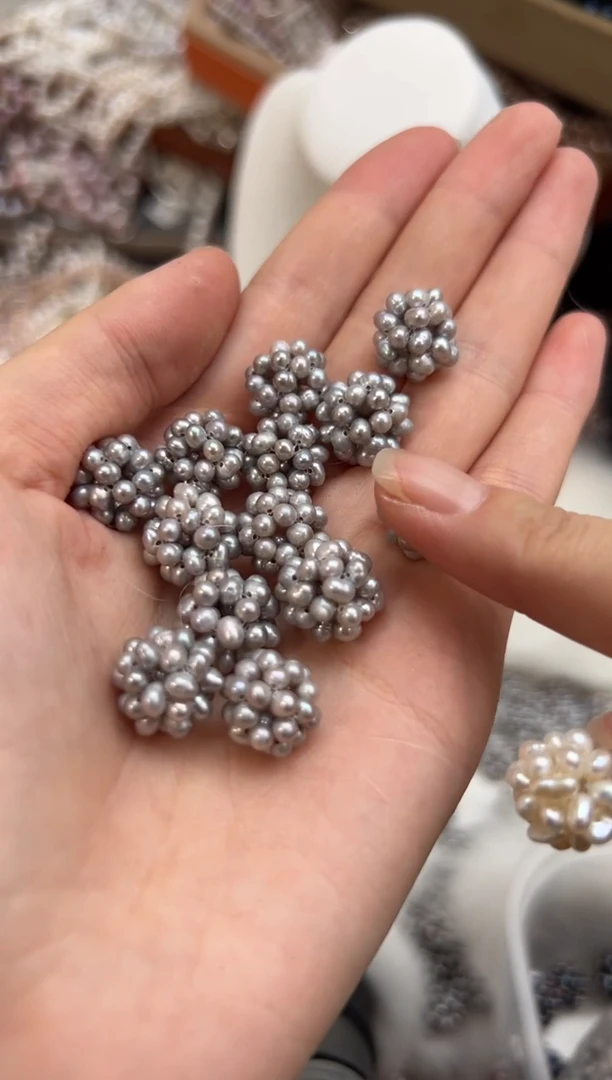 未镶嵌福利淡水珍珠编织款*强光珍珠灰色（万能扣）多样性发一