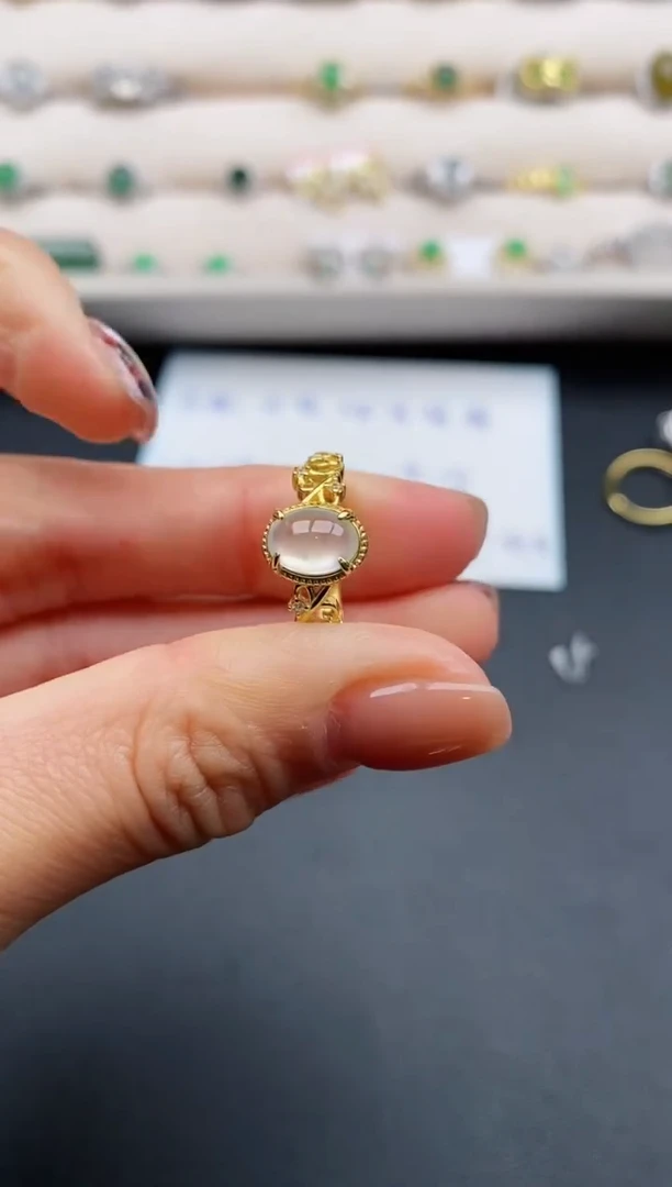 银S925镶嵌戒指翡翠缅甸天然A货翡翠222   9-7