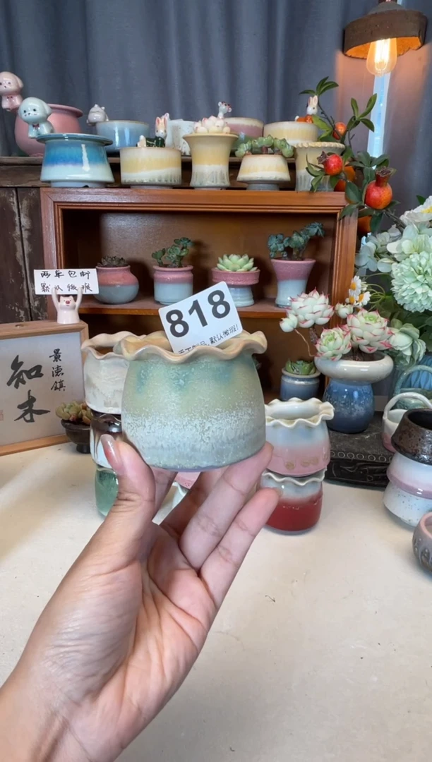 瓷片微*吖818知木小芳花盆
