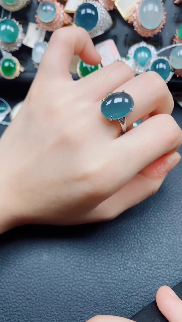 银S925镶嵌戒指翡翠翡翠