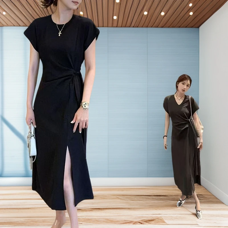 【锦衣服饰】F 2523下摆开叉气质女神连衣裙