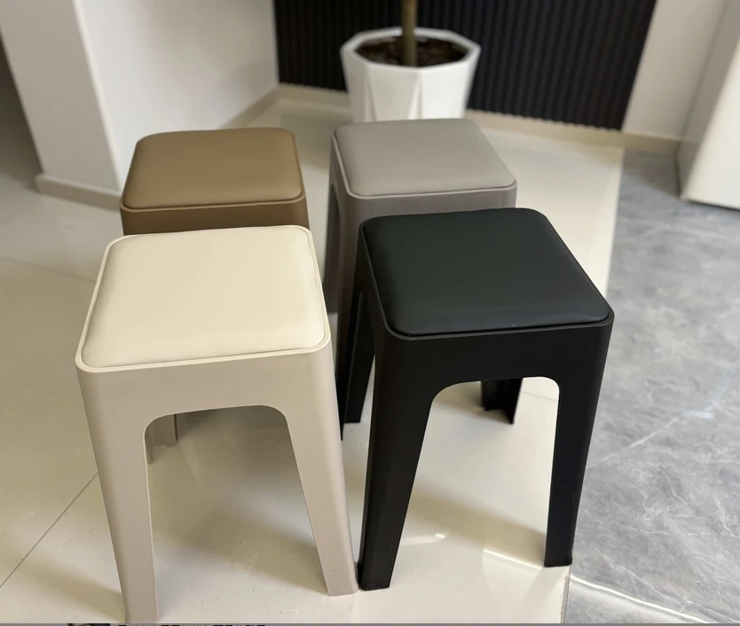 慕格娜蛋白皮软包座面加厚凳子时尚家用网红软包可叠放凳子