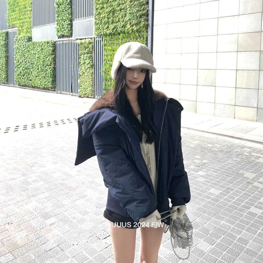【雪国来信】r0联名新款三防面料国标90绒毛毛大翻领连帽棉服3125