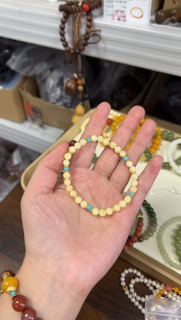 未镶嵌蜜蜡手链妖花白蜡蜜蜡配件款手链[1794]